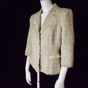 ABS Green & Pink Tweed Blazer with Rhinestone Edges (6)